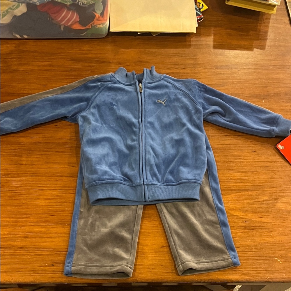 Puma Velour Track Suit Pants Jacket Boys Girls 24 Monts new